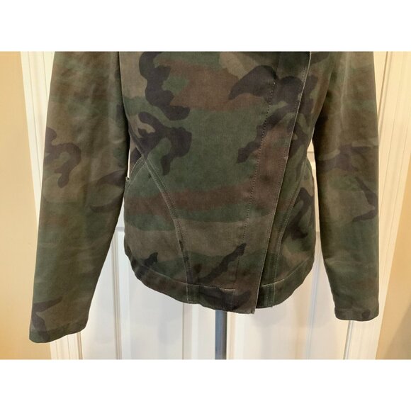 Marrakech Green Camo Moto Zip-Up Jacket W/ Shearling Collar, Size M - Picture 3 of 10